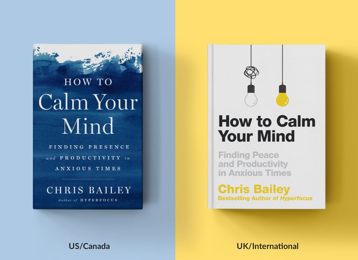 Chris_Bailey's tweet image. Here's the cover of my next book, How to Calm Your Mind!
This book is my most personal one to date, and in my (biased) opinion, it's also my best. It chronicles what I learned overcoming a deep episode of burnout and anxiety.
I hope you'll check it out! chrisbailey.com/heres-the-cove…
