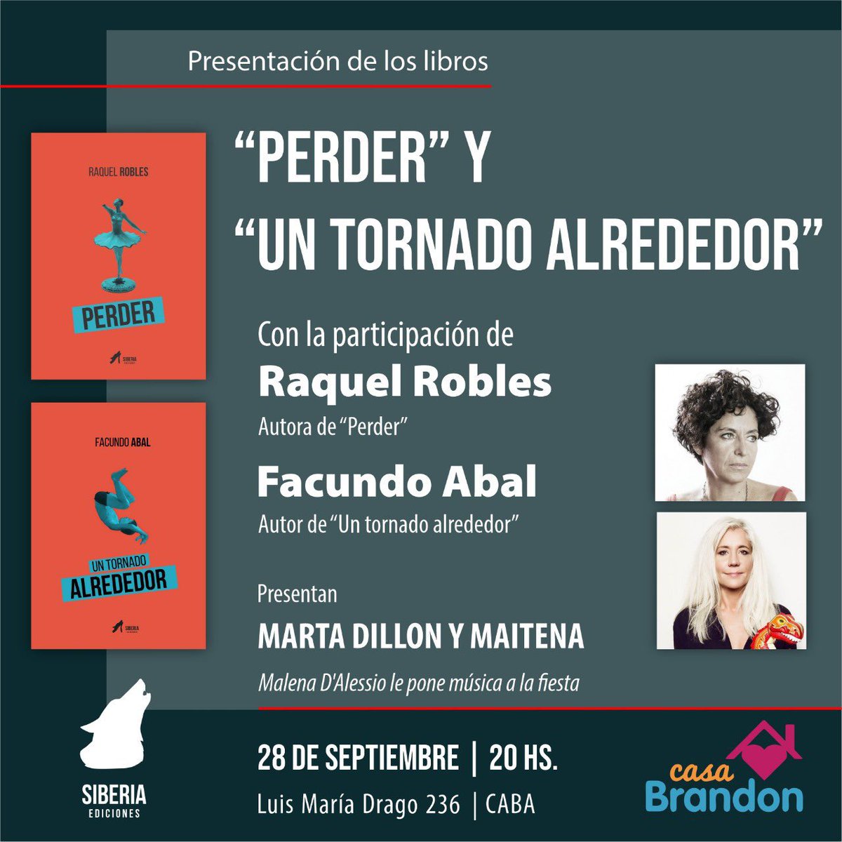 SiberiaEdic's tweet photo. Hoy es el día! Te esperamos a las 20 hs en @casaBrandon !! https://t.co/8tBrs5jgQu