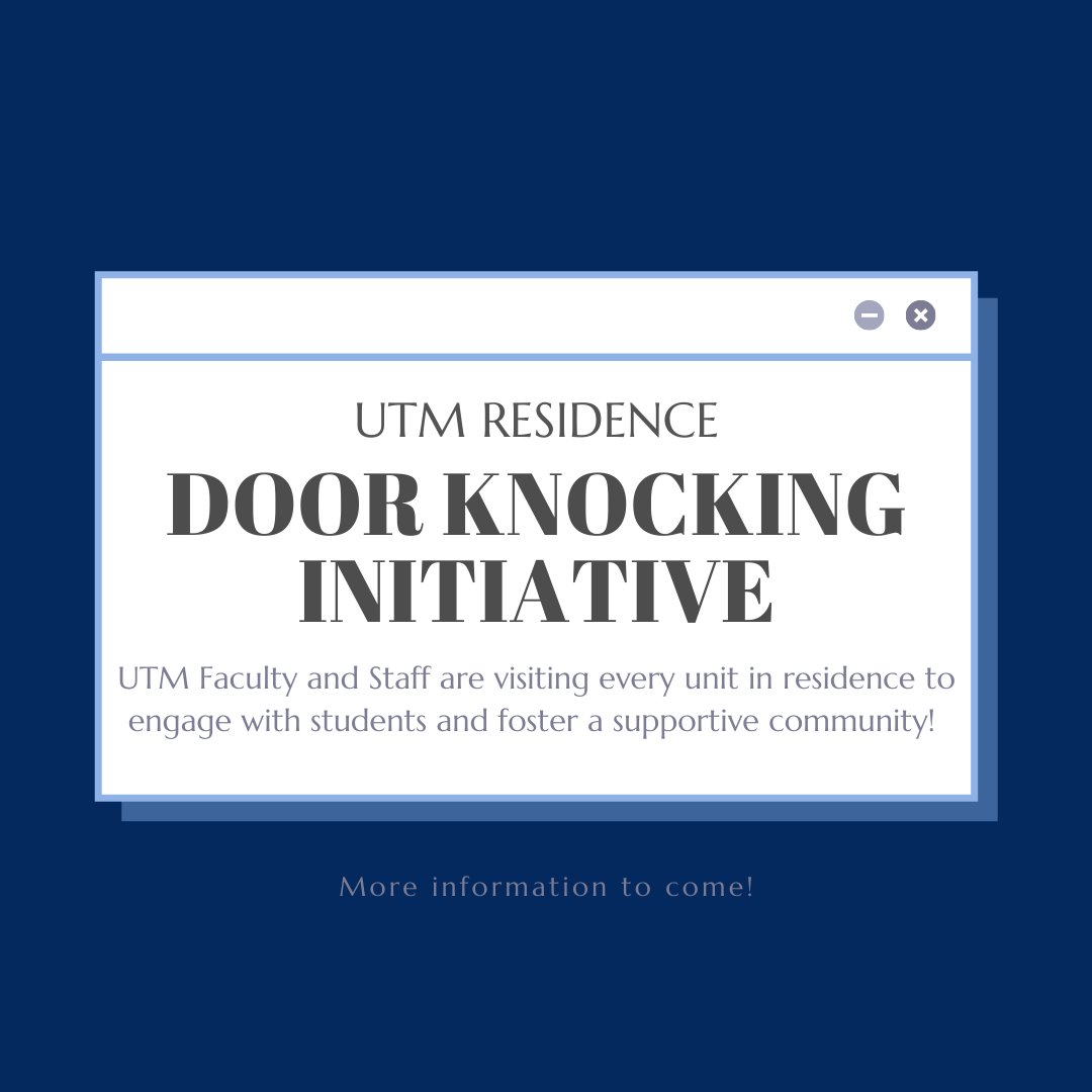 UTMResidence's tweet photo. We are excited to host our annual Door-Knocking Initiative on Oct 4, 5:30-7:30pm. It is designed to build student engagement & support in residence community with volunteers comprised of UTM faculty, staff, & student staff! #ExcellenceLivesHere #UofTMississauga #UTMResidence https://t.co/kGEGqrKdU7
