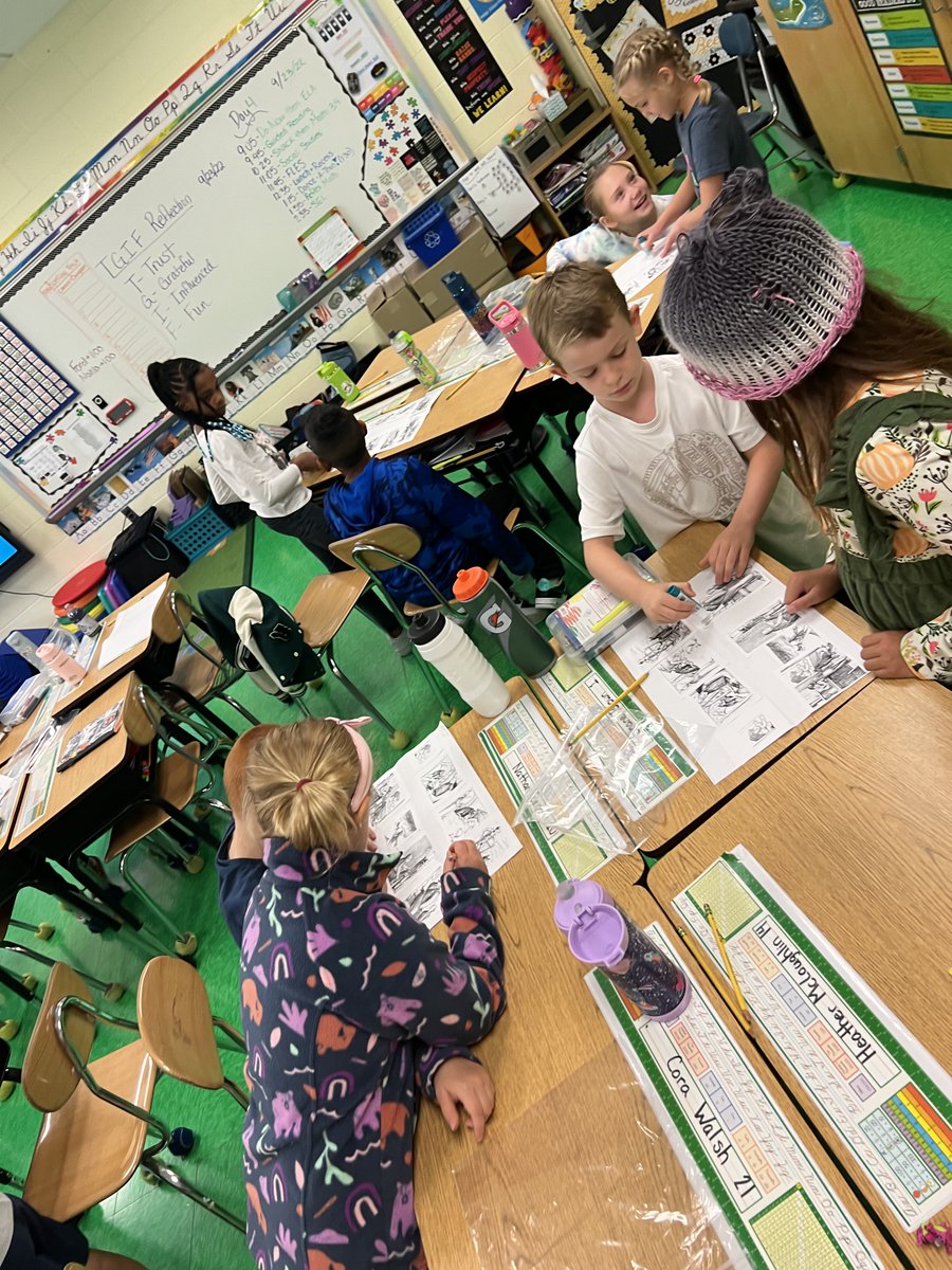 The 3rd graders at Watson Elementary are working hard to sequence pictures from "Stone Fox" and retell the elements of the story they've read so far #GameOnRVC