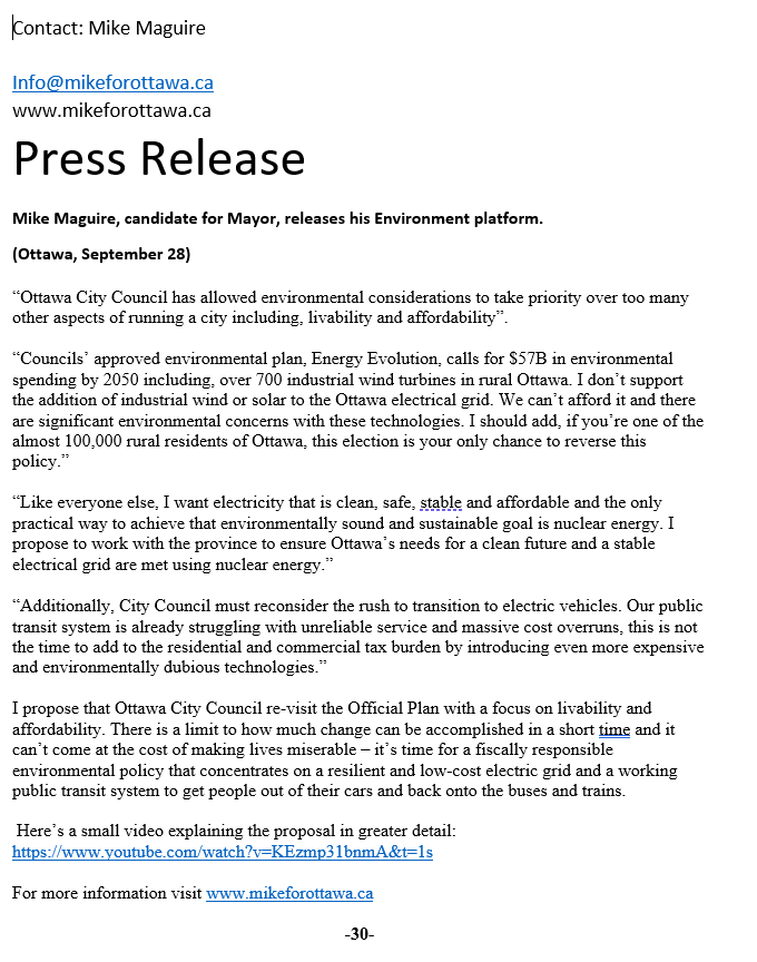 mike4ottawa's tweet photo. Hi All, my Environmental Press Release
.@OttawaNewsPulse .@OttawaMorning .@ottawasuncom .@ctvottawa .@CFRAOttawa .@OttNewsToday .@CityNewsOttawa @georganneb .@Liams_Hockey .@KatePorterCBC .@davidreevely .@CBCOttawa .@OttawaCitizen .@jchianello .@billcarrolltalk https://t.co/AjS3g90c7b