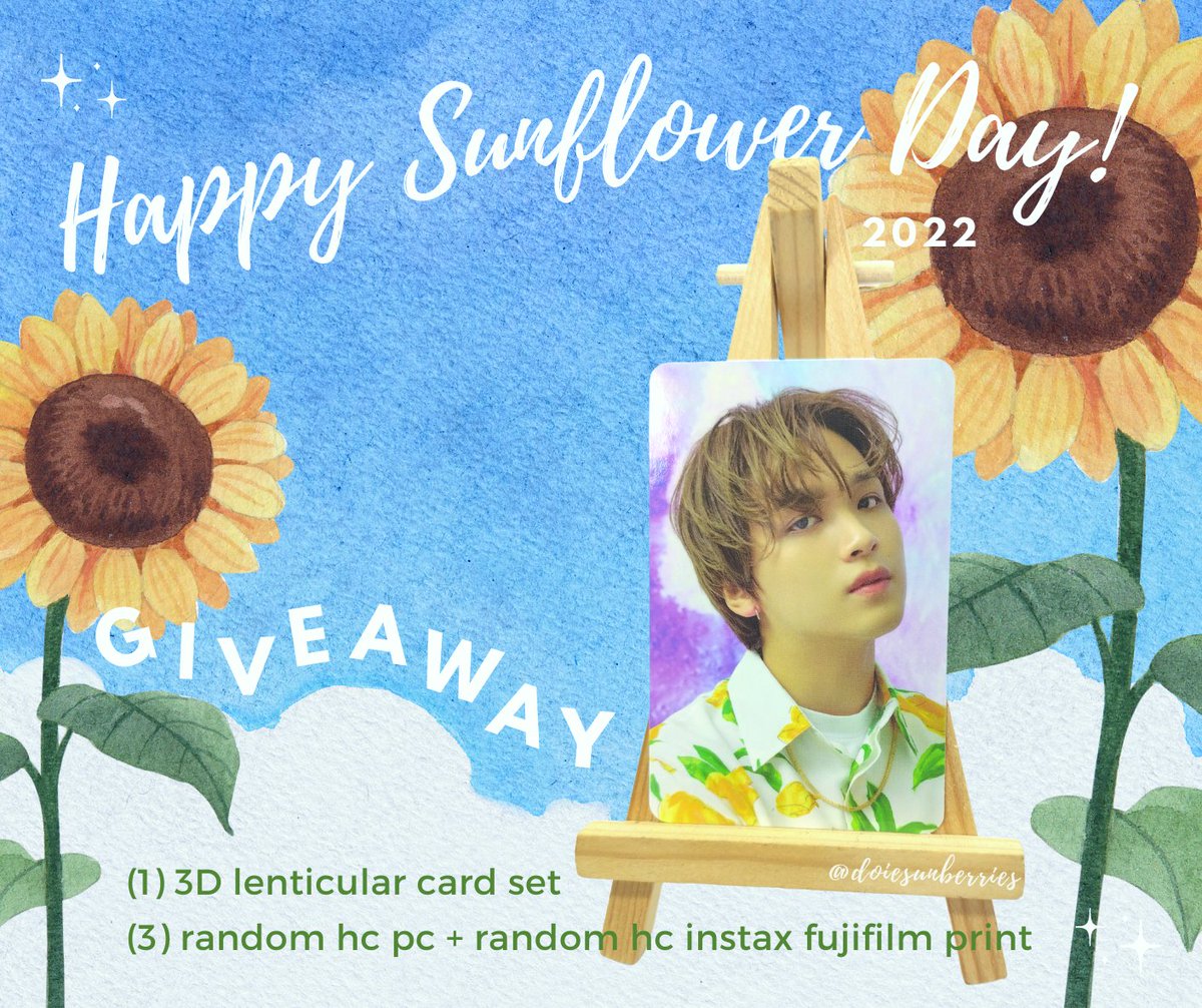 midsummerfllsun's tweet photo. Happy Sunflower Day!🌻

Giveaway!🌻Like &amp; rt to win (1) hc 3d lenti card set, (3) random hc pc + random hc instax fujifilm print! Will pick 4 winners on sun, oct 2. PH only, will shoulder sf!

Reply with the tags when done! :) 

#Sunflowers4Haechan #해친 #HAECHAN https://t.co/lAWbRmvjB0