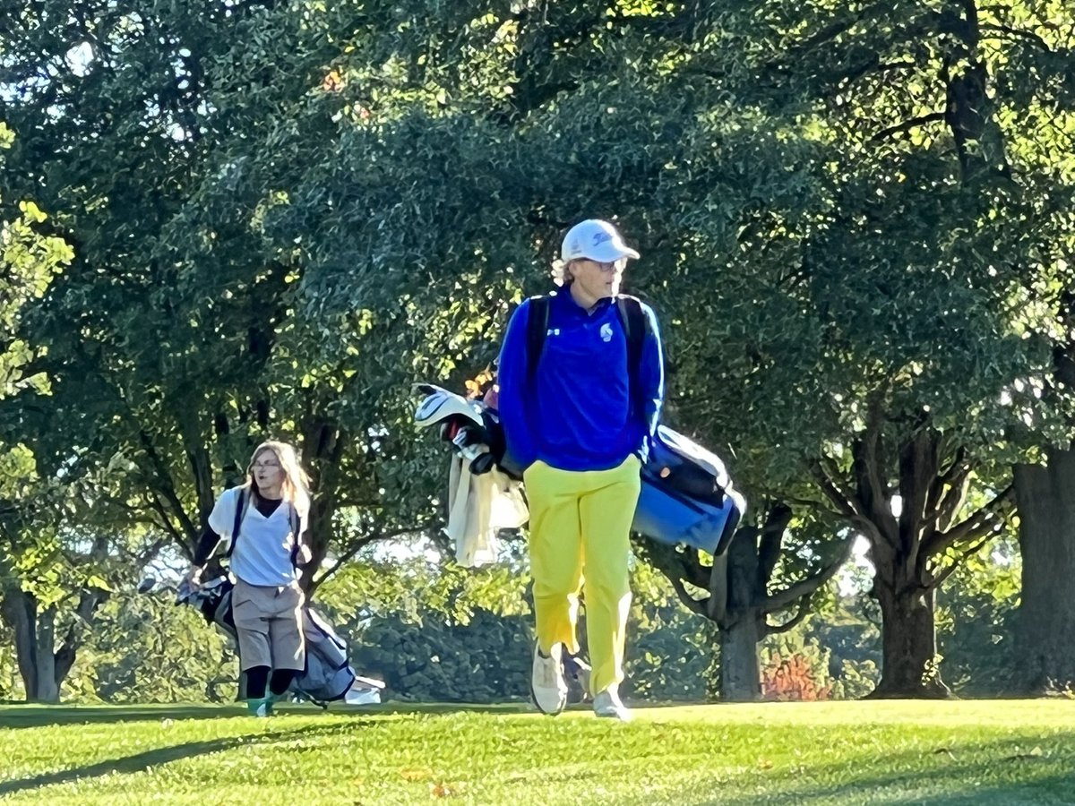 KenjiMatsudo's tweet photo. Stangs Senior Golfer Grant Rindels with a strong drive and a chance at the green.  Go Madeira! https://t.co/m8aq8reErX