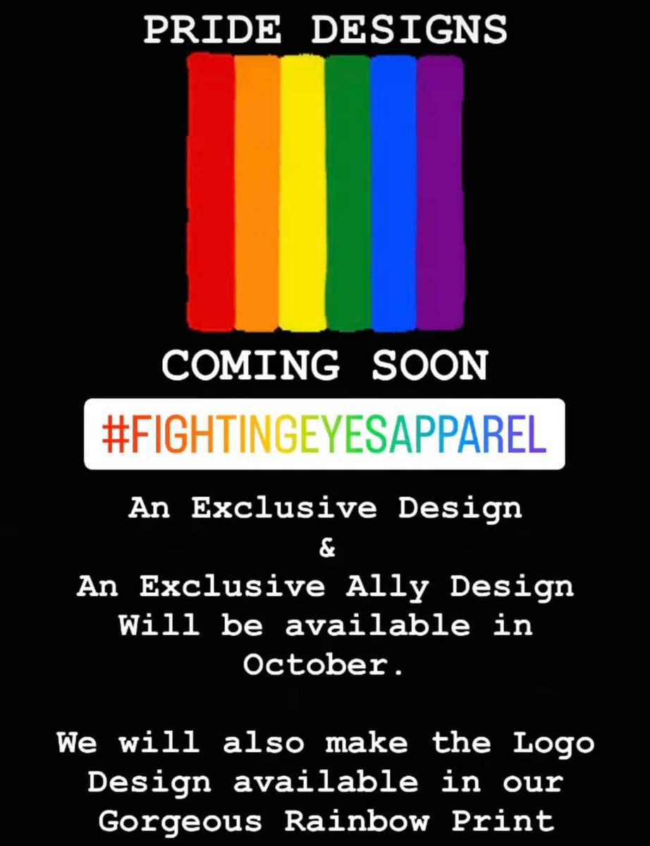 FightingEyes's tweet photo. Coming Soon!!!
#smallbusinessowners #SmallBusiness #Clothing #clothingbrand #alternative #included #LGBTQ #fighter #survivor #fightingeyes #fightingeyesapparel https://t.co/bfIyoZNITR