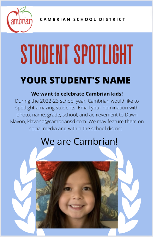 We want to celebrate Cambrian kids!