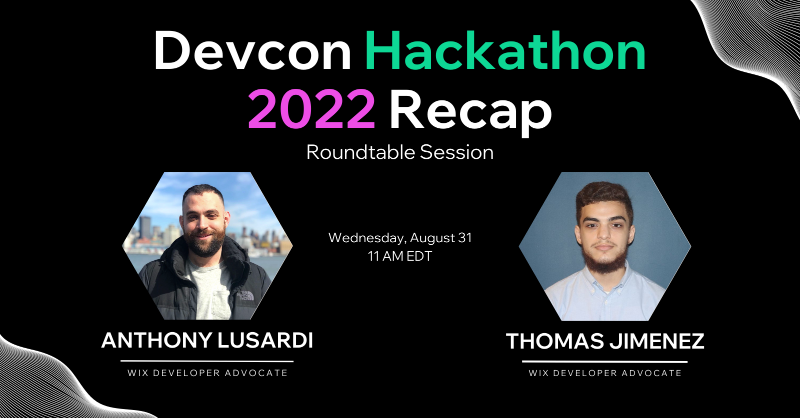 DevsOnWix's tweet photo. Explore standout #WixDevConHackathon game submissions with Dev Advocates Anthony Lusardi and Thomas Jimenez in this recorded webinar.
Learn more about the history of hackathons and see the Velo feature implementations and personal touches that helped them pick the winners ๐๐