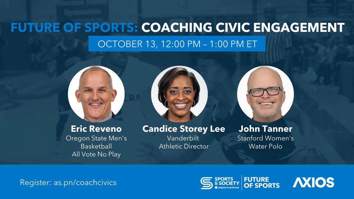 75% of college athletes say they want more opportunities for civic engagement. What if coaches taught this? As eroding trust impacts American democratic institutions, how might more civic-minded athletes benefit our polarized country?

Join us Oct. 13: as.pn/coachcivics