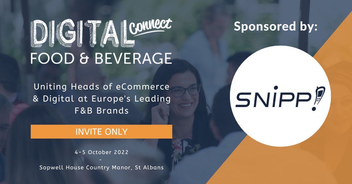 SnippInc's tweet photo. Meet Snipp and top global food and bev brands at Digital Food &amp; Beverage Connect EU in St Albans (UK)! Learn about the latest marketing trends, insights and martech innovation to address e-commerce and customer engagement needs!
#martech #FMCG #customerengagement @WBResearch https://t.co/nnhBi3GrgT