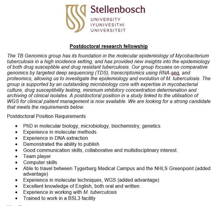 Postdoctoral research fellow.  1/n
#postdoc #opportunity #research #science #Genomics #Fellowship