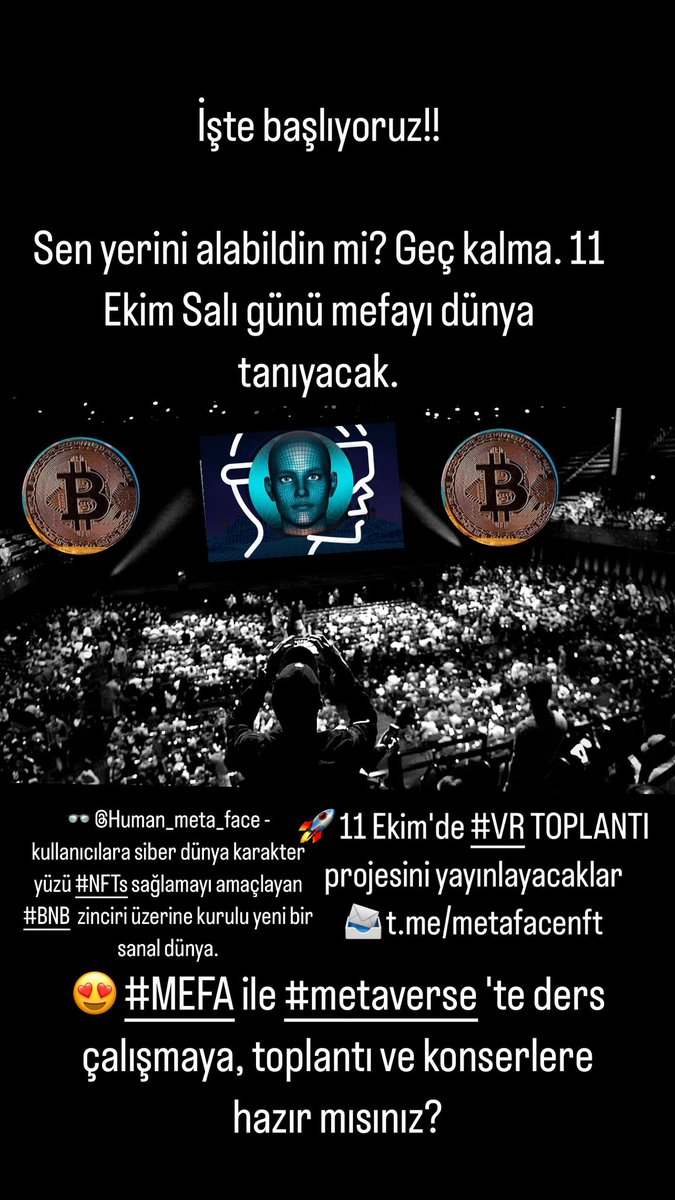 alis_fays's tweet photo. @Human_meta_face - kullanıcılara siber dünya karakter yüzü #NFTs sağlamayı amaçlayan #BNB  zinciri üzerine kurulu yeni bir sanal dünya.
  11 Ekim'de #VR TOPLANTI projesini yayınlayacaklar
📨 https://t.co/ptu0Sv90bF https://t.co/6dbHGF8Atd