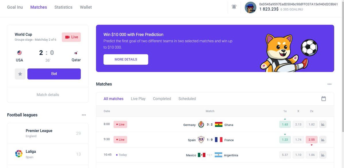 GoalInuToken's tweet photo. Actually we wanted to show the first wireframe tomorrow. But the launch was flawless and we already have over 180 holders, so you deserve the first preview of the betting platform. Enjoy! https://t.co/3LnpY2tg7K