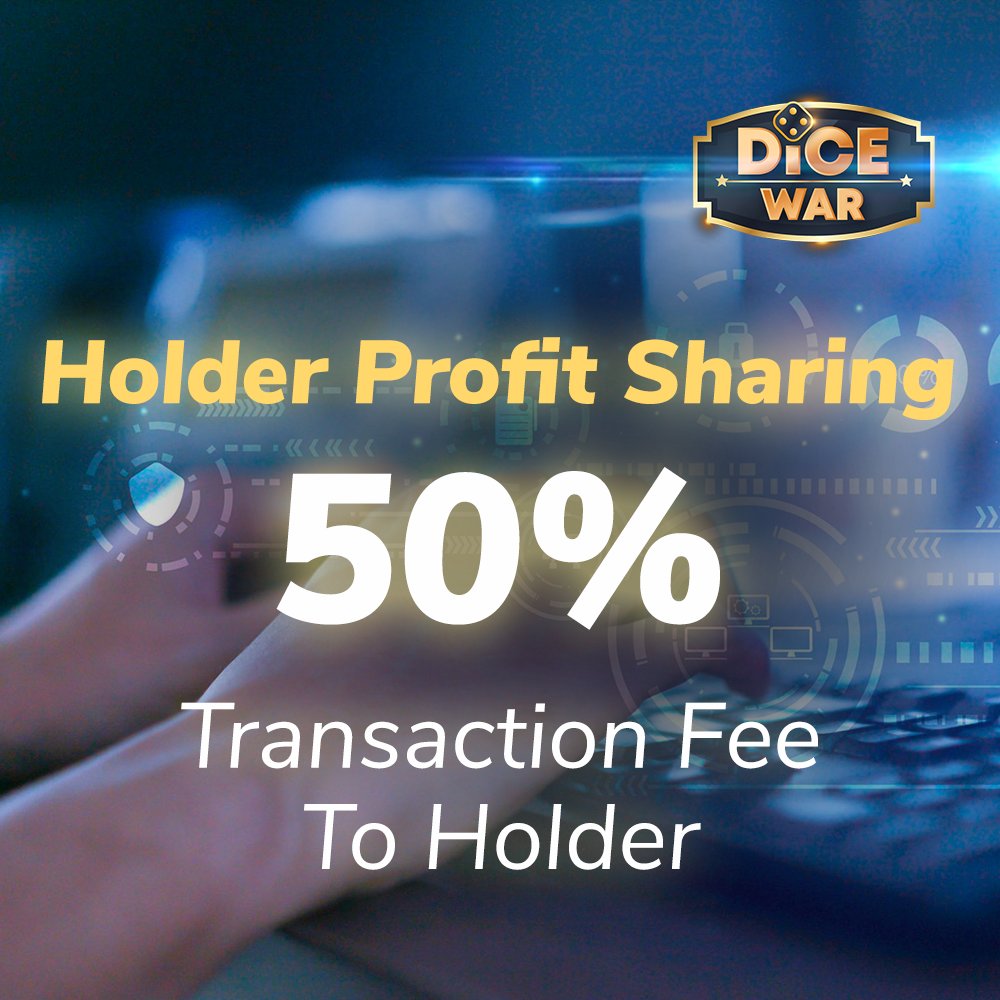 Holder Profit Sharing💰

Do you mean Passive Income?
- Yes! Exclusively for #DiceWarNFT Holder
- Every bet from players will reward 50% of the Transaction Fee to #DiceWarNFT Holder

#DiceWar #DEFI #ChainLink #Polygon #MATIC #NFTs #NFTProject #DiceWarNFT