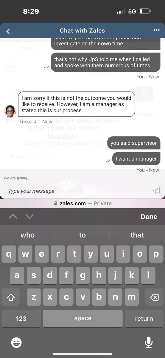 LovieB_'s tweet photo. @ZalesJewelers I have been trying to get a faster resolution as a customer I am being impacted by your company negligence. I reached out to care multiple times  tried to escalate. I’ve been hung up on and refused to be able to speak to managers. No response from emails etc https://t.co/OLb22kwGOb