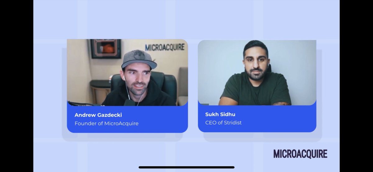 SukhSidhuDXB's tweet photo. Was great to jump on with @agazdecki and talk about acquiring Stridist on @microacquire https://t.co/l7kQWAdLzT