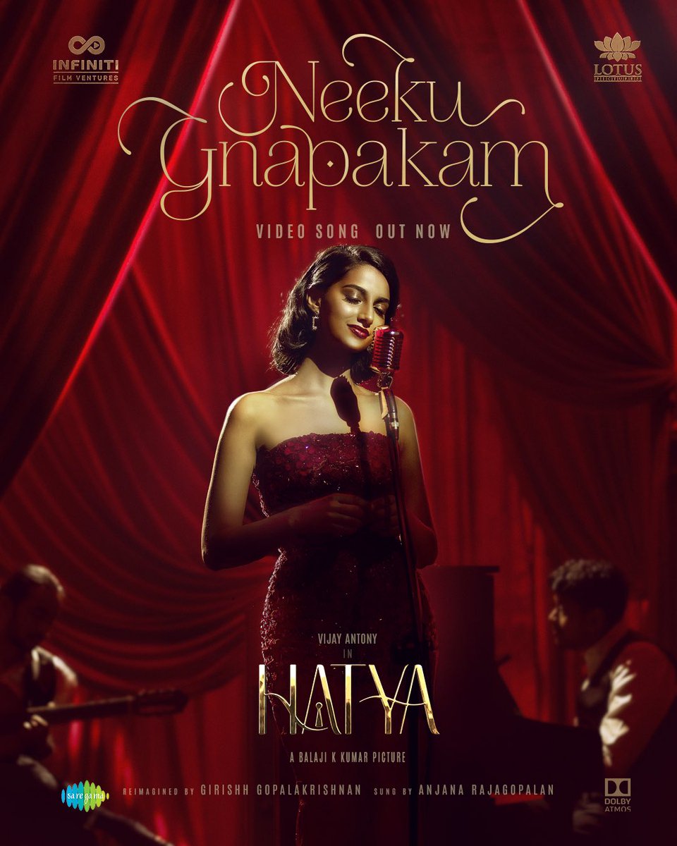 2️⃣nd Single #NeekuGnapakam from <a href="/vijayantony/">vijayantony</a>'s #HATYA 

OUT NOW 🎧

Hit the🔗▶️ bit.ly/3RjUDJI

🎶<a href="/ggirishh/">Girishh Gopalakrishnan</a> 
🎤#AnjanaRajagopalan
🎬 <a href="/DirBalajiKumar/">Director Balaji Kumar</a> 

<a href="/ritika_offl/">Ritika Singh</a> <a href="/Meenakshiioffl/">Meenaakshi Chaudhary</a> <a href="/FvInfiniti/">Infiniti Film Ventures</a> <a href="/lotuspictures1/">Lotus Pictures</a> <a href="/saregamasouth/">Saregama South</a> <a href="/Bhashyasree/">Bhashyasree Writer</a> <a href="/GskMedia_PR/">GSK Media</a>