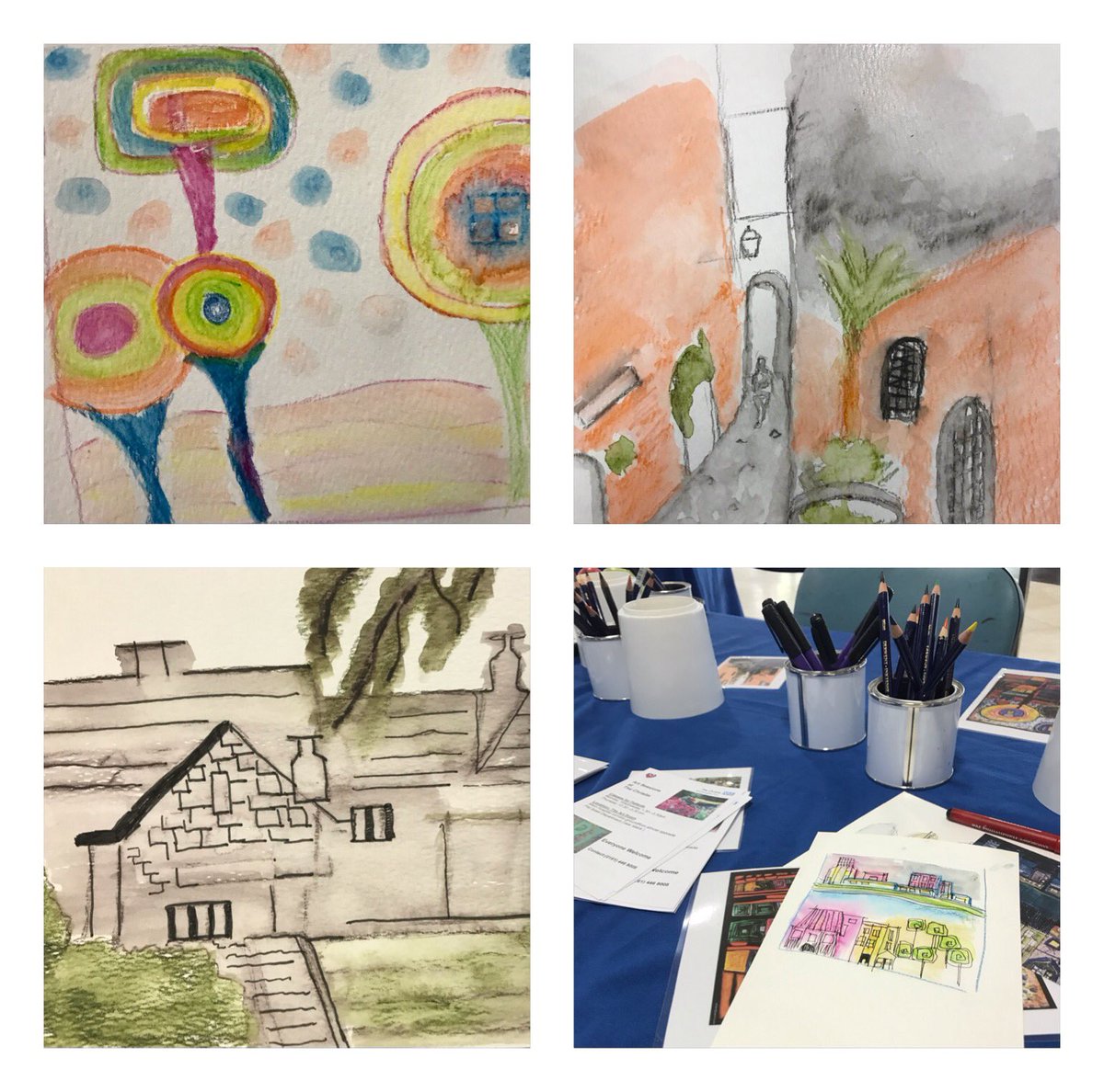 pamountford's tweet photo. Dabbling with pencils and pens @TheChristie Musical WellBeing Day https://t.co/QdhOuur8QV