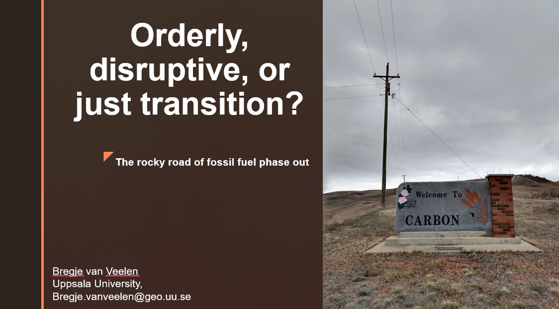 Tomorrow I'll be speaking alongside <a href="/valenvogl/">Valentin Vogl</a> in the <a href="/regstud/">Regional Studies Association</a> seminar on Geographies of Industrial Decarbonisation. In it, I'll explore how attempts at an 'orderly transition' are experienced by workers and communities at the frontline of fossil fuel phase out.