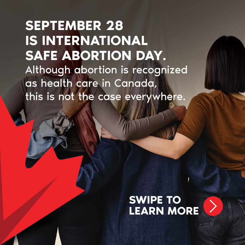 CanadaDev's tweet photo. September 28 is #InternationalSafeAbortionDay.

Swipe to learn more about the importance of this day and Canada’s role in supporting a woman’s right to choose, decide their own futures and have safe access to health care ⬇️