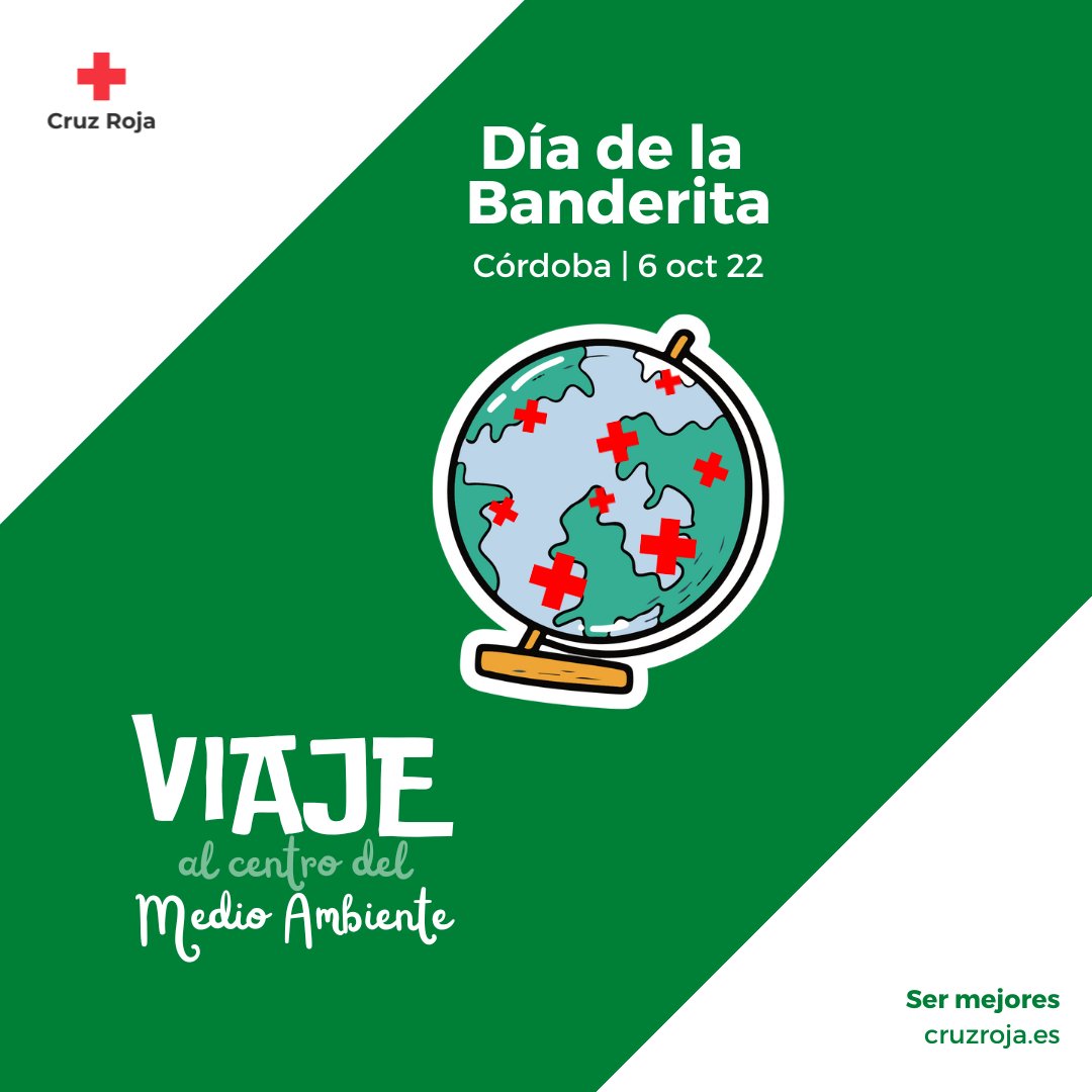 CruzRojaCordoba's tweet photo. Ya está aquí un año más el #DiaBanderita. En #CordobaEsp será el próximo 6 de octubre. Y viene con novedades:
➡ Sin huchas ni mesas petitorias
➡ Un único enclave: bulevar Gran Capitán
➡ Un objetivo en🟢: sensibilizar por el #medioambiente y el futuro del🌏. 
Pronto + info 😉 https://t.co/P0XdpO9Dp1
