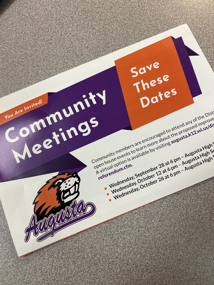 Referendum informational mailings have hit local mailboxes! Have questions or want more details??  Attend a Community Open House!  The first of three open houses is tonight at 6:00pm at the high school.  Hope to see you there!

#beaverproud