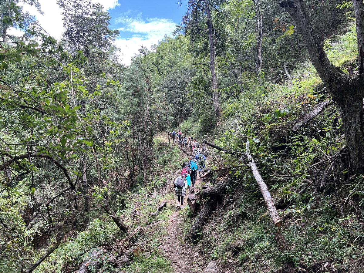 Lorna_Explorer's tweet photo. The hike was led by the prime minister, Lotay Tshering, who is also a surgeon and as it turns out a very fit man. He beat us all to finish the 10km uphill hike to lunch first, and then put us all to shame by carrying on to Punakha. (That’s a looong way) https://t.co/Pj2d1z70pv
