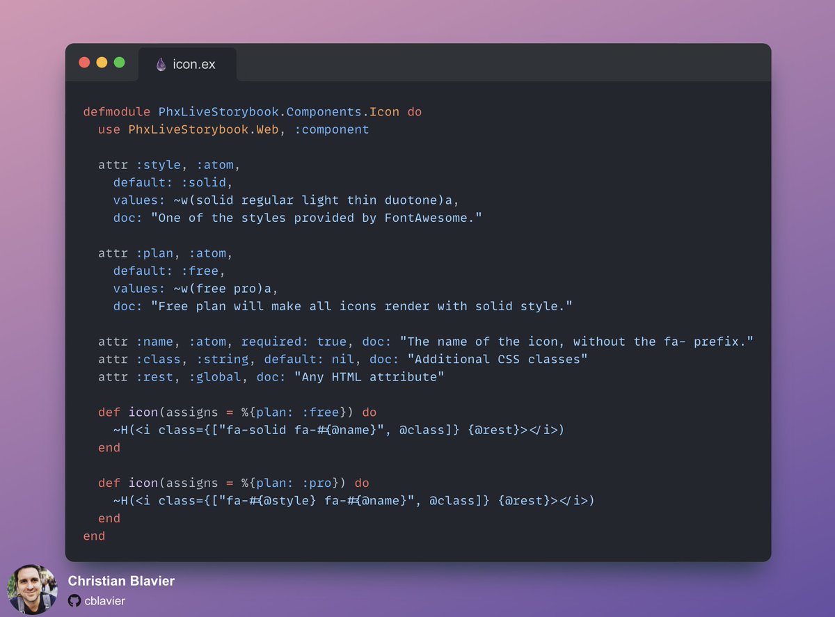 cblavier's tweet image. New @elixirphoenix LiveView declarative assigns just feel so good to code with! 🔥
Well done guys 👏
#MyElixirStatus