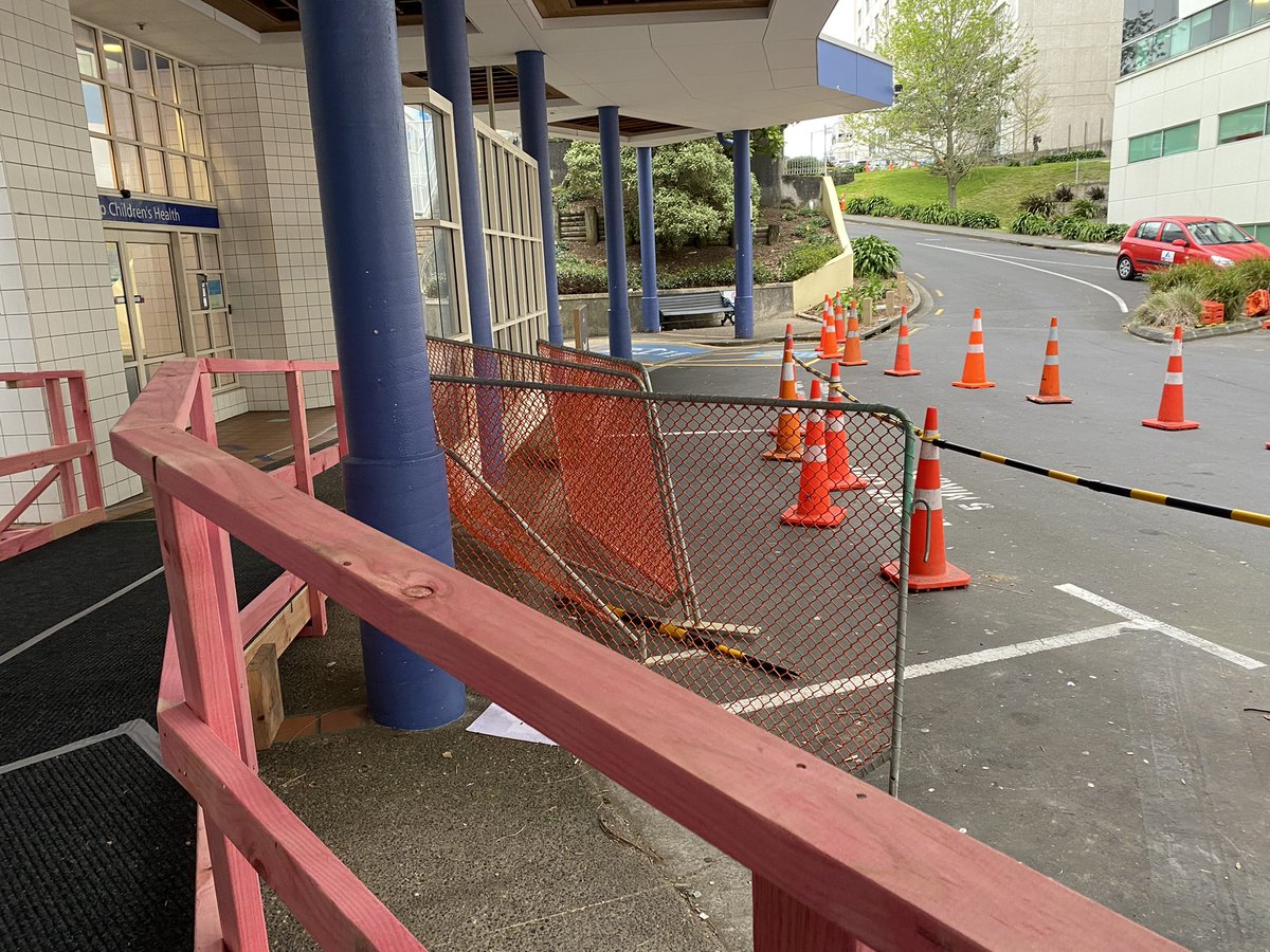 Bike parking at Starship hospital is becoming progressively harder with less space and more bikes.  Latest is a ramp that appeared one day to go over a pipe making access even harder and cones blocking entry. Perhaps more focus on eco transport and less on car parks? <a href="/BikeAKL/">Bike Auckland</a>