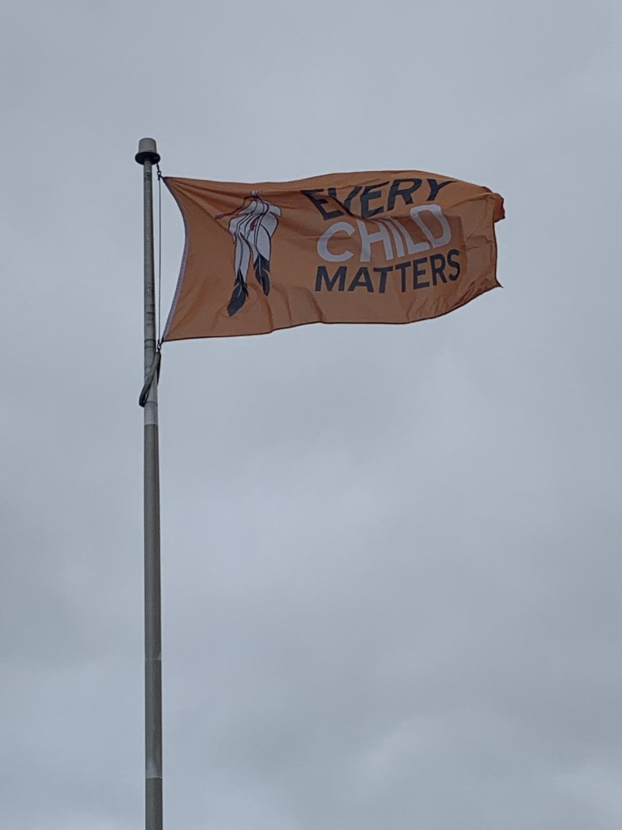 Today we raised our Every Child Matters Flag to honour and remember the children sent to residential Schools.