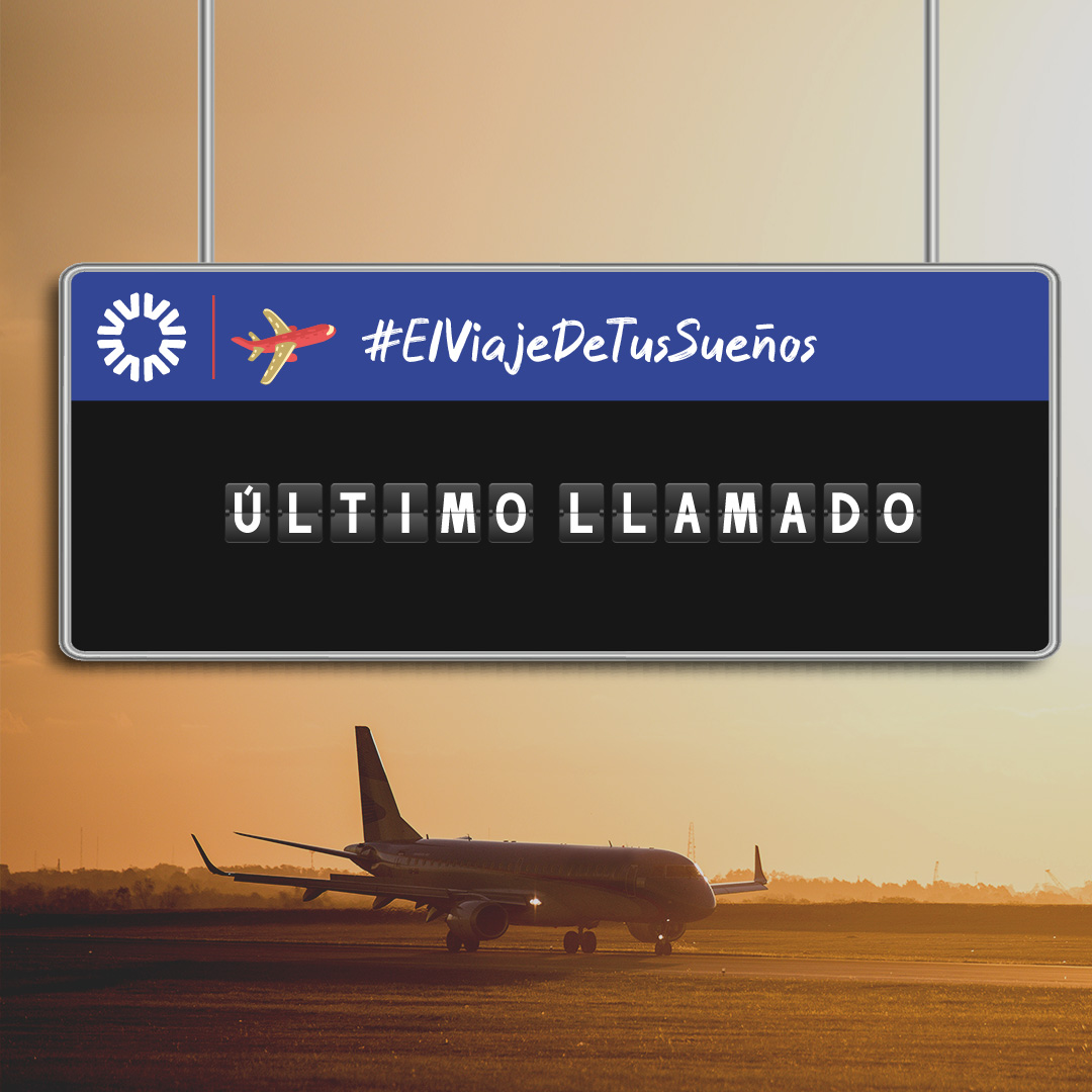 AeropuertosUY's tweet photo. ¡ÚLTIMO LLAMADO! ⚠✈
Señores pasajeros, falta muy poco para #ElViajeDeTusSueños.

Ganá hasta USD 30.000 para hacer el viaje que siempre quisiste y viajá con quien quieras a donde quieras.

¡Tenés tiempo de participar hasta mañana! https://t.co/EN67Ww6vAi