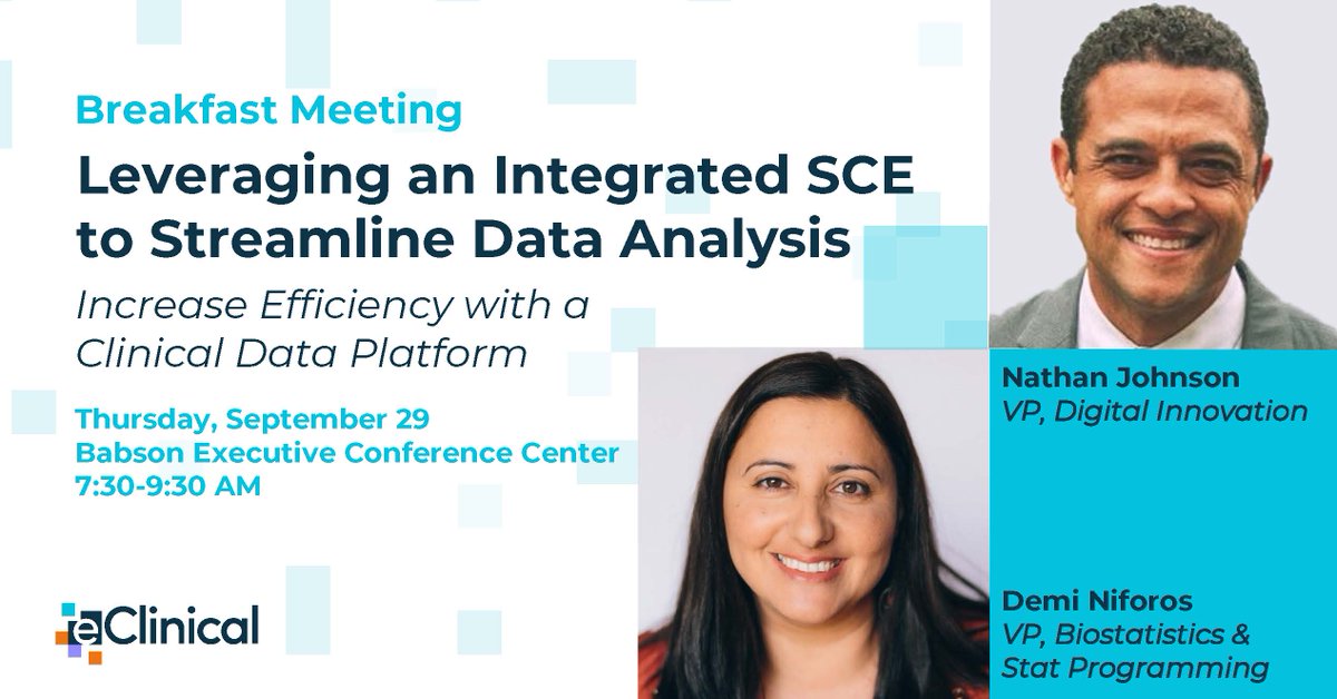 Last chance to register! Join us tomorrow morning at Babson for a breakfast and coffee discussion about the future-proof and scalable architecture of the statistical computing environment (SCE). Register here: info.eclinicalsol.com/leveraging-an-…