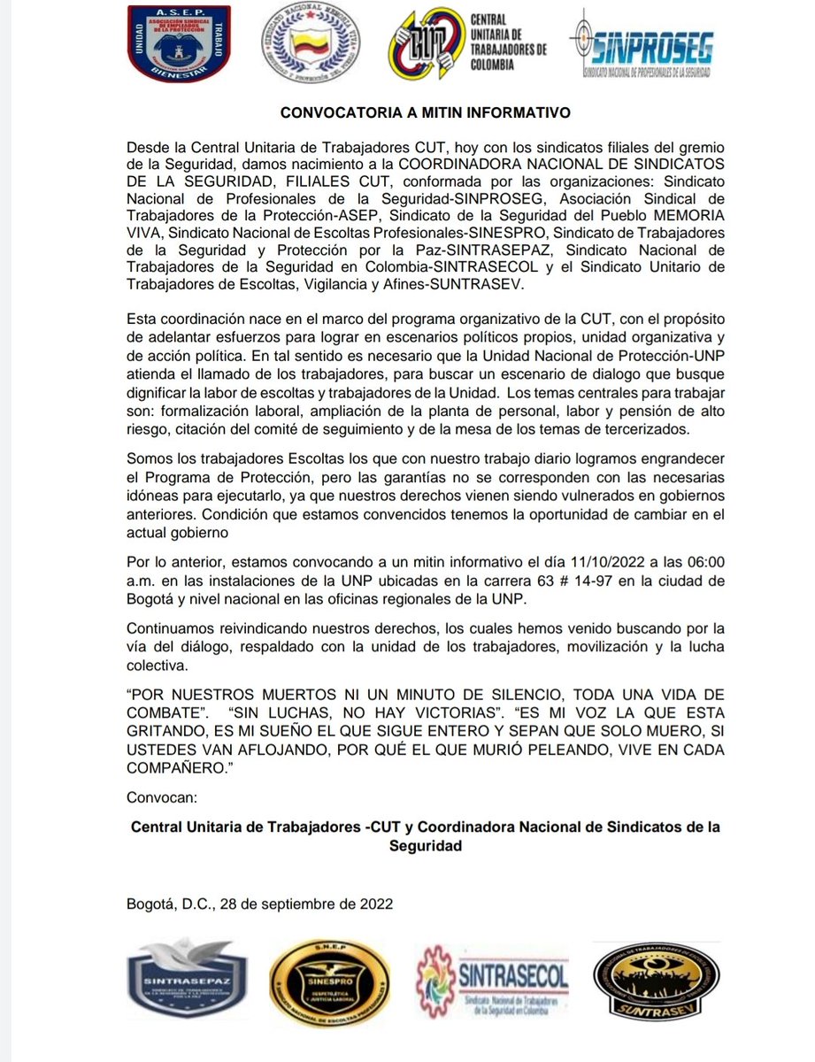 Un gran momento para los escoltas tercerizados del programa de protección de la <a href="/UNPColombia/">Unidad Nacional de Protección, UNP.</a>.