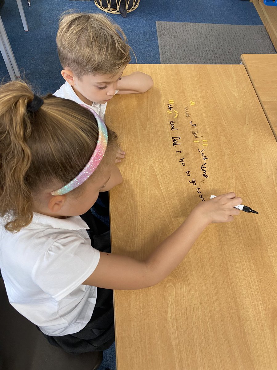 y3castlebatch's tweet photo. Y3 have been learning how to use direct speech punctuation. This morning they used macaroni to punctuate a conversation between Nemo and his Dad! Such a great effort with their learning partners and wonderful punctuation talk! Great job 👍🏻 @CastleBatch @mrstayloryr5 @CBPSA_VP https://t.co/P8iUzs2KEL