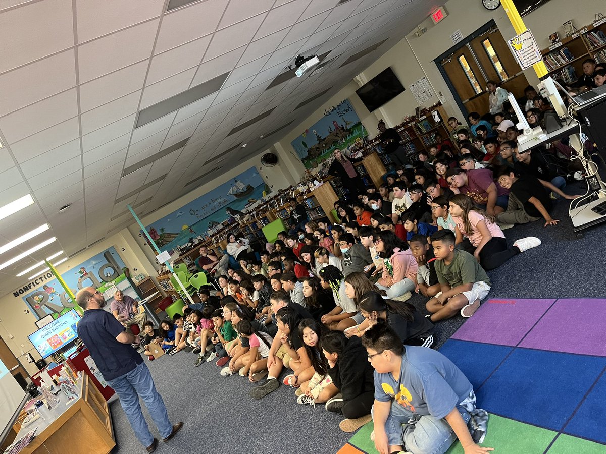 A_Colwell96's tweet photo. What a fun filled afternoon @NISDGlass listening to how books are made, writing inspiration, and learning that books are not made overnight! Thanks @Bartography for visiting & @NISDLib for setting this up! #writewhatyouknow #glassignited 📖👏🏻🌟💛 https://t.co/guJap1VkxP