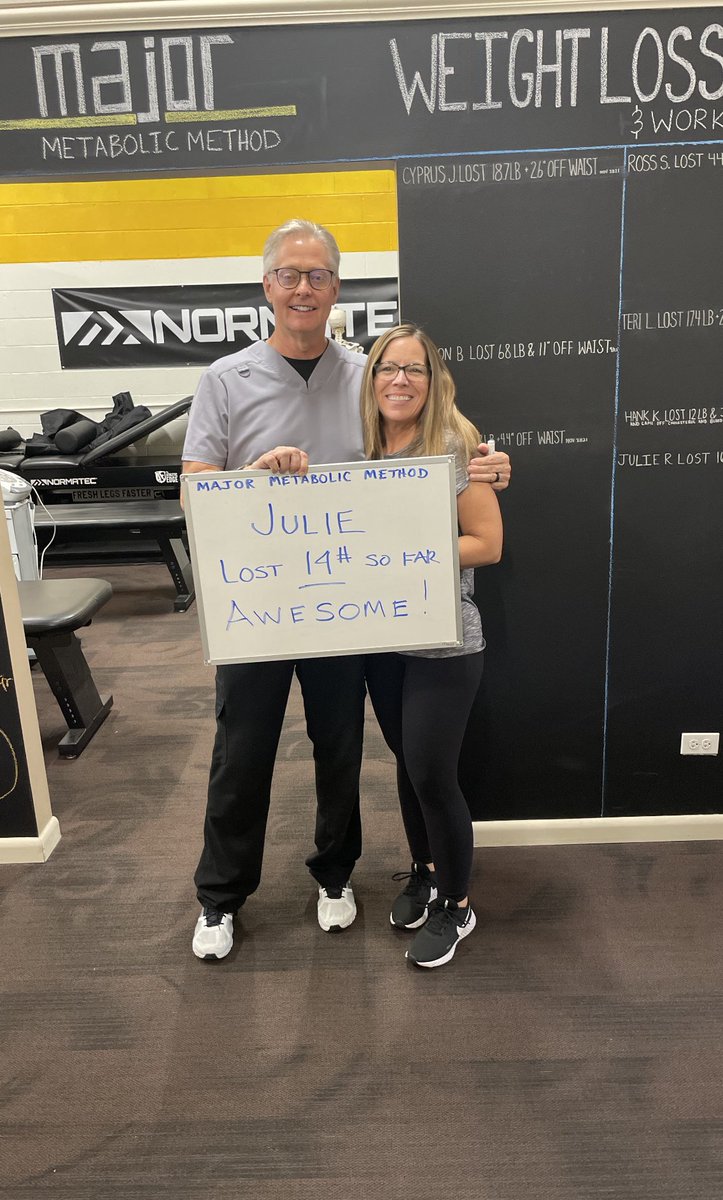 Steven_Major's tweet photo. Julie is down 14 lbs and counting! Join the Major Metabolic Method and start your health and fitness journey today!
Major Chiropractic 630-580-5029
#fitness#health#weightloss https://t.co/wQevVAI8Da
