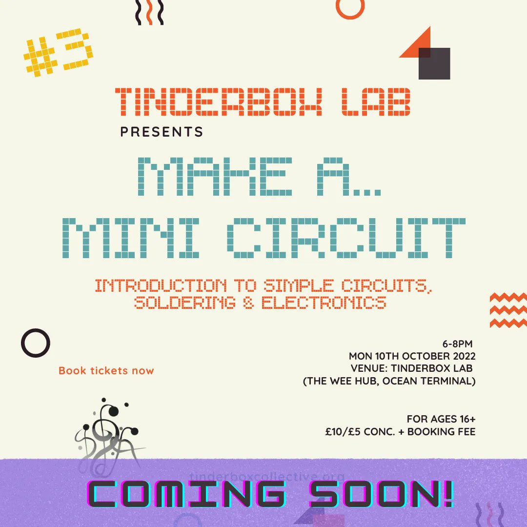Coming up SOON at the Tinderbox Lab is our MAKE A...MINI CIRCUIT Workshop! yOU will have a chance to work with electronics, soldering irons, and make your own simple electronic circuit with sound artist &amp; Technician, Boris Allenou. #TinderboxLab 🔗buff.ly/3CXXOmR