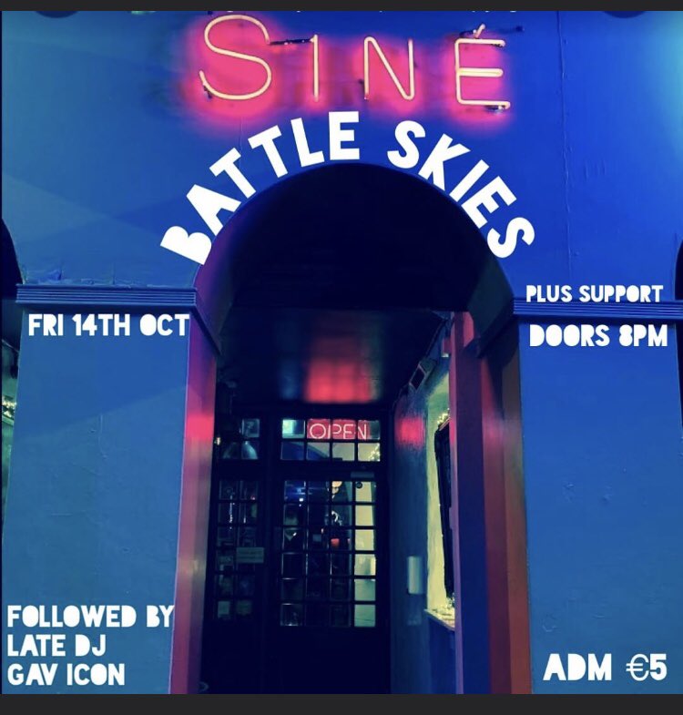 Battle_Skies's tweet photo. We play Sin É Dublin Friday 14th of October, DJ on the night Gav Icon , plus support, doors at 8pm 5€ entry , if yer about town put Rock agus Roll 🤘🤘 https://t.co/bLS43p7y3r
