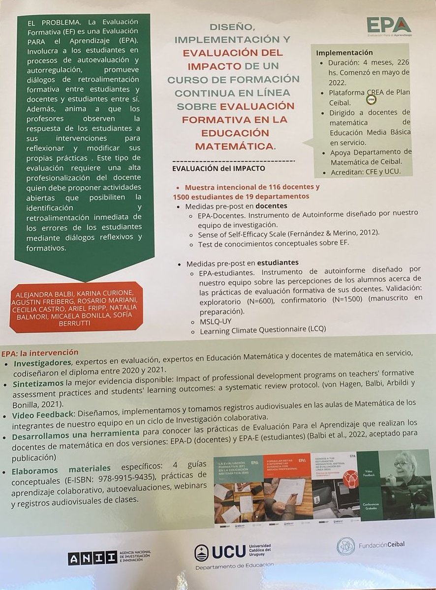 DEvFormativa's tweet photo. #EPA estará presente en @congresoslan compartiendo un póster sobre el avance del proyecto, con la comunidad académica y profesional de Latinoamérica. #proyectoanii 
#evaluaciónformativa https://t.co/6TjXV4U377