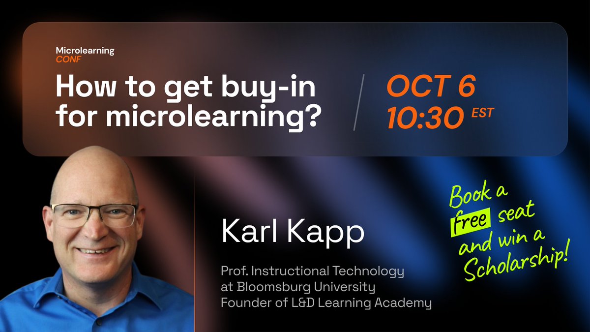 All you need to know about pitching #microlearning to your management. No fluff, only business. ⭐️ PLUS, a chance to win a 1-year L&amp;D Mentor Academy Scholarship!

Learn more and save your FREE seat: airmeet.com/e/ca39b860-34e…