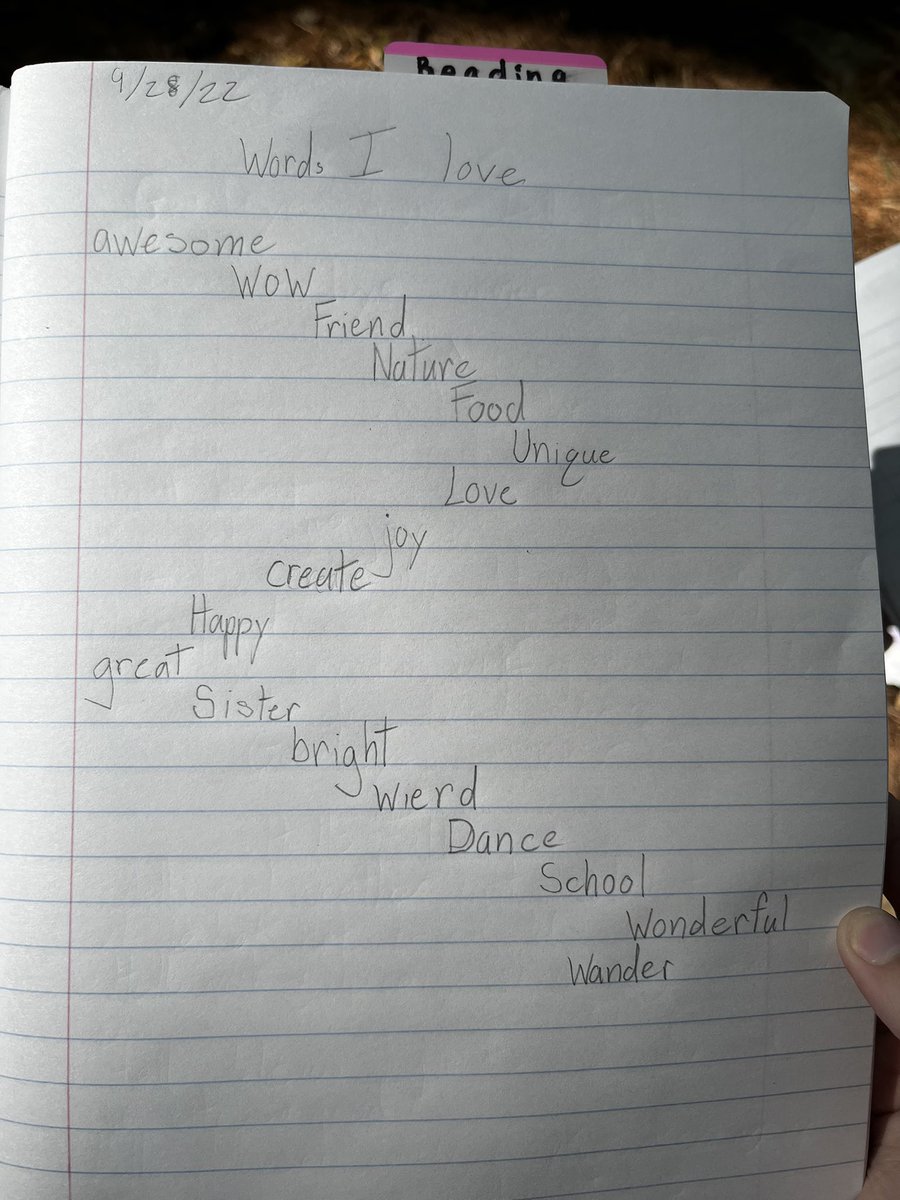 KerinCrockett's tweet image. What are words really? A great question for 5th graders @BlanchardMem to think about words they love in the beautiful, peaceful, dappled forest. ❤️ #welovewords #allWelcomED