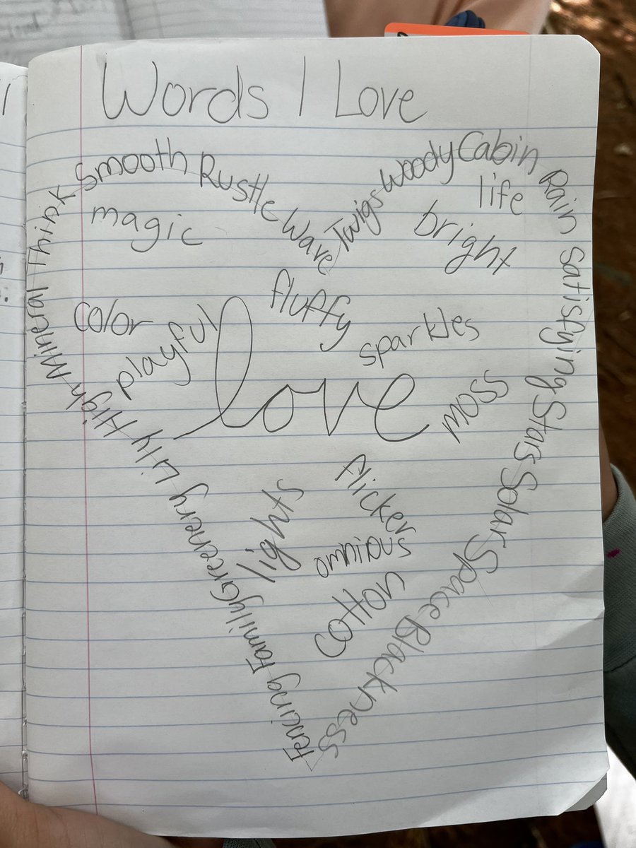 KerinCrockett's tweet image. What are words really? A great question for 5th graders @BlanchardMem to think about words they love in the beautiful, peaceful, dappled forest. ❤️ #welovewords #allWelcomED