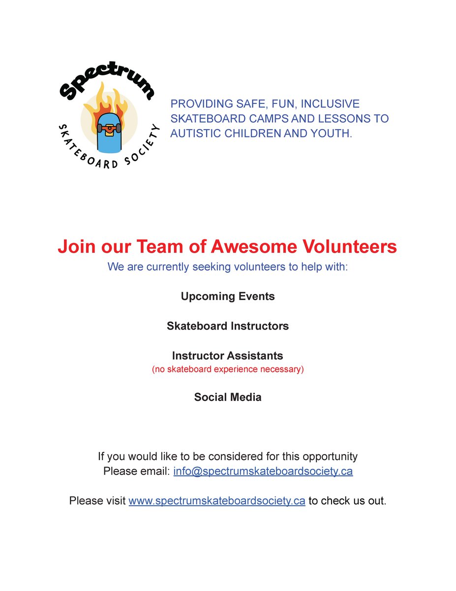 TR Graduate Blair Durnan is the Executive Director of Spectrum Skateboard Society, which offers fun, safe and inclusive skateboarding experiences  to children and youth on the Autism Spectrum. Please see the below for more information.
ow.ly/NMvX50KW9FV