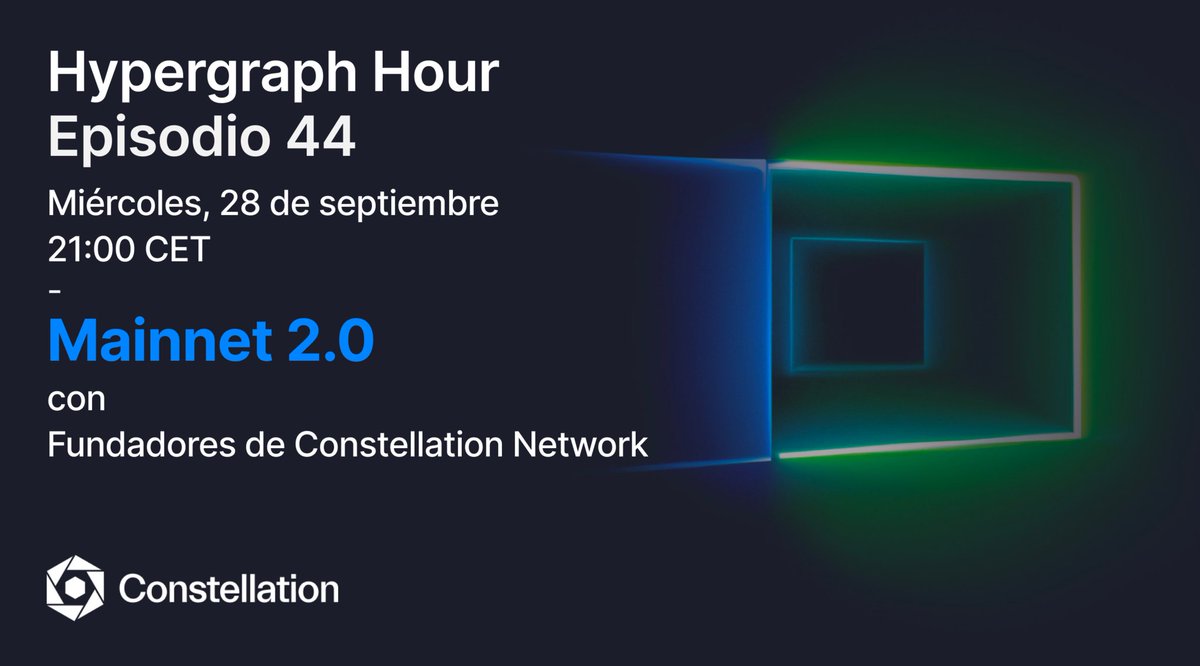 Queda muy poco para que se complete la transición a la Mainnet 2.0 🏁

Además, estamos a 30 minutos ⏳ de arrancar con un #HypergraphHour muy especial con los Fundadores de Constellation Network ✨

Únete aquí 👉 bit.ly/3E19JAI

$DAG #HGTP