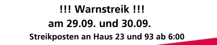 Liebe Kolleg:innen der Frankfurter Uniklinik, viel Erfolg morgen beim Warnstreik. 💪
An alle in Frankfurt: 29. - 30.9. 
Streikposten sind an Haus 23 und 93 ab 6:00 Uhr
@verdihessen