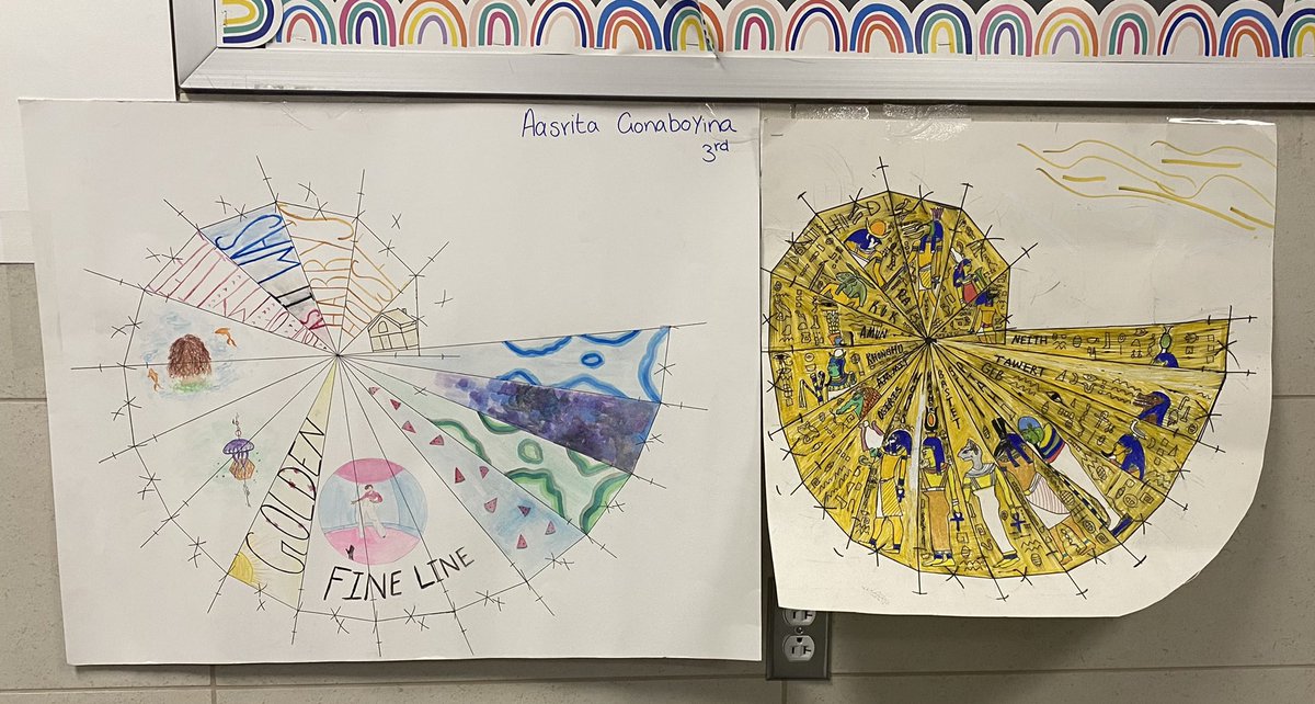 AllenCoaches's tweet photo. Beautiful art produced in Adv Geometry this week! @lizmbrown94 #pythagoreanspirals #artandmath https://t.co/WMD8wf9Shb