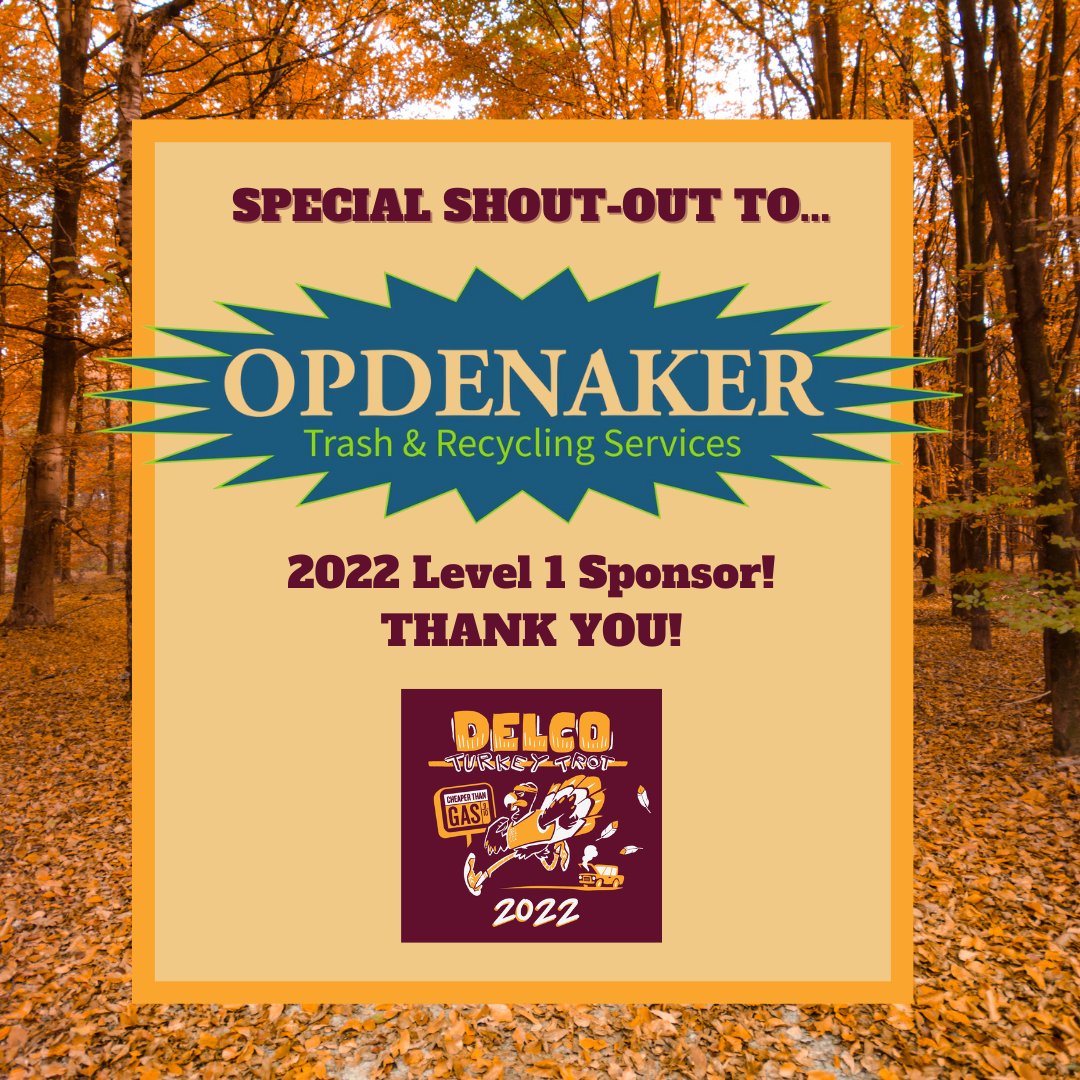 DelcoTurkeyTrot's tweet photo. Opdenaker Trash and Recycling Services: Thank you for Supporting the Delco Turkey Trot!! Since 1969, Opdenaker has offered recycling and waste management services throughout Pennsylvania &amp; Delaware. Check them out at https://t.co/5uVVQTOerA https://t.co/PfElV3tT8I