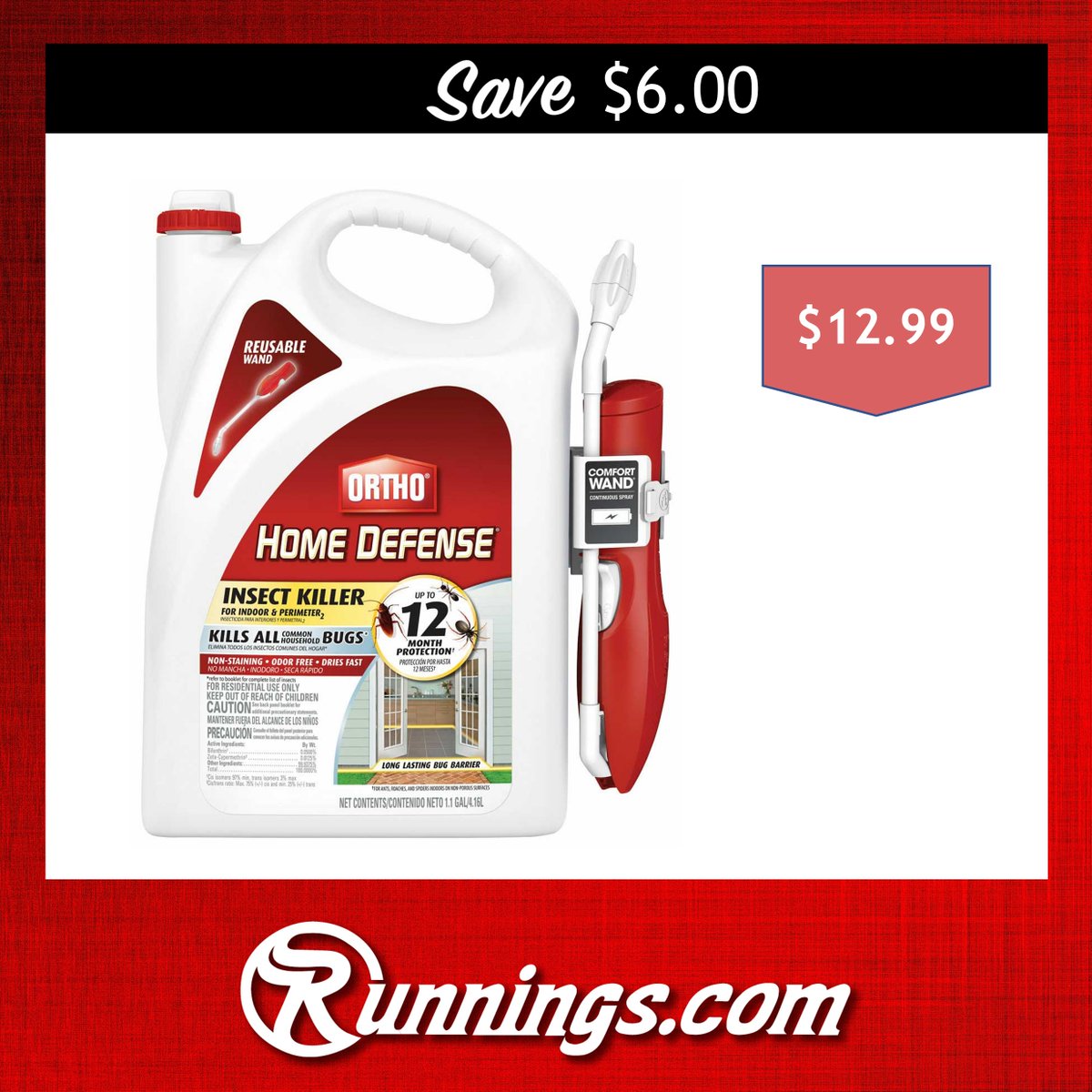 ❄️ Colder Temps mean insects will be heading inside for winter. 🛑 Stop unwanted pesty guests with Ortho Ready-to-Use Home Defense Insect Killer. 

🚨 #OrthoHomeDefense (1.1 gal) - Sale Priced $12.99 In-Store and online 
b.link/zc36oy 

#Runningsstores