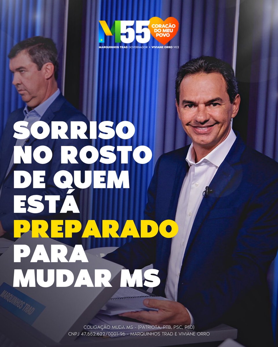 Mato Grosso do Sul merece alguém preparado, corajoso e verdadeiramente novo para mudar a vida do nosso povo. O passado é triste, desanimador. O futuro é confiante, corajoso e esperançoso. O futuro é Marquinhos Trad governador!

#MarquinhosGovernador #M55