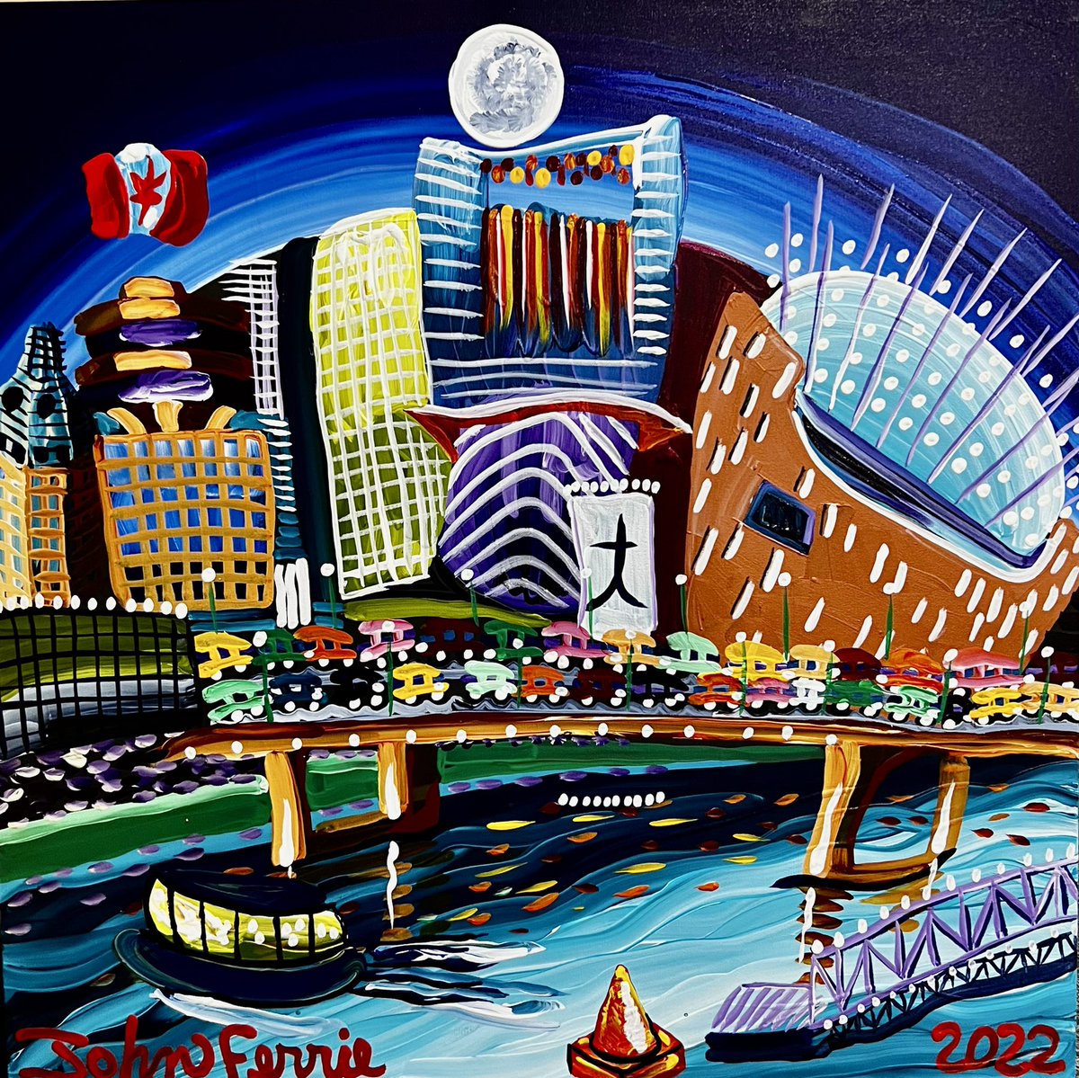 Ok, DOTC "Cambie ARC", 36" x 36", acrylic on canvas with KRink, 2022. AVAILABLE. Only $500.00. #painting