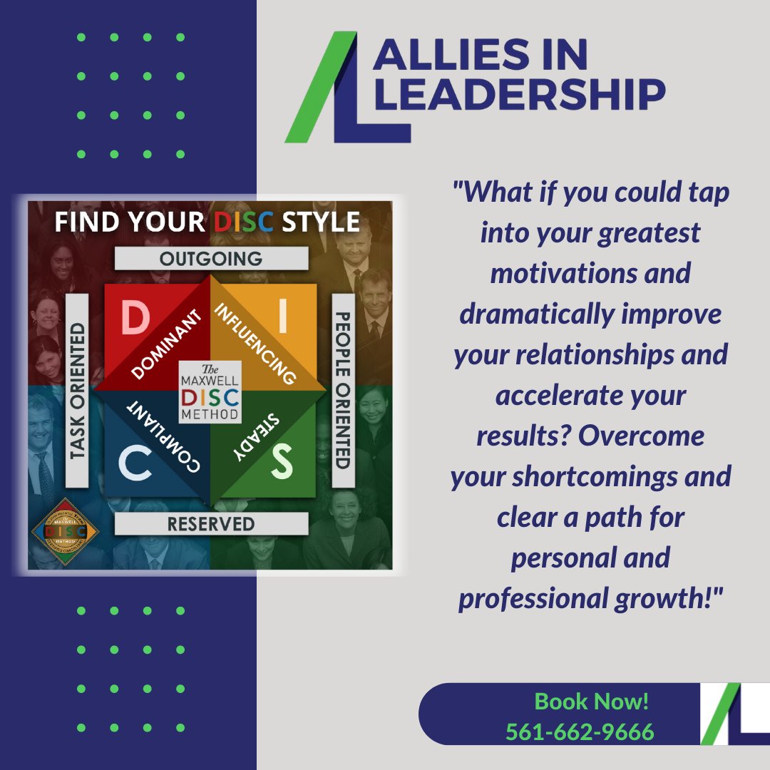 The Maxwell Disc Profile workshop, you will explore ways to understand how others are different and how to work with each personality building a stronger team that communicates, appreciates the style of others and works well together! Contact me today to schedule a workshop!