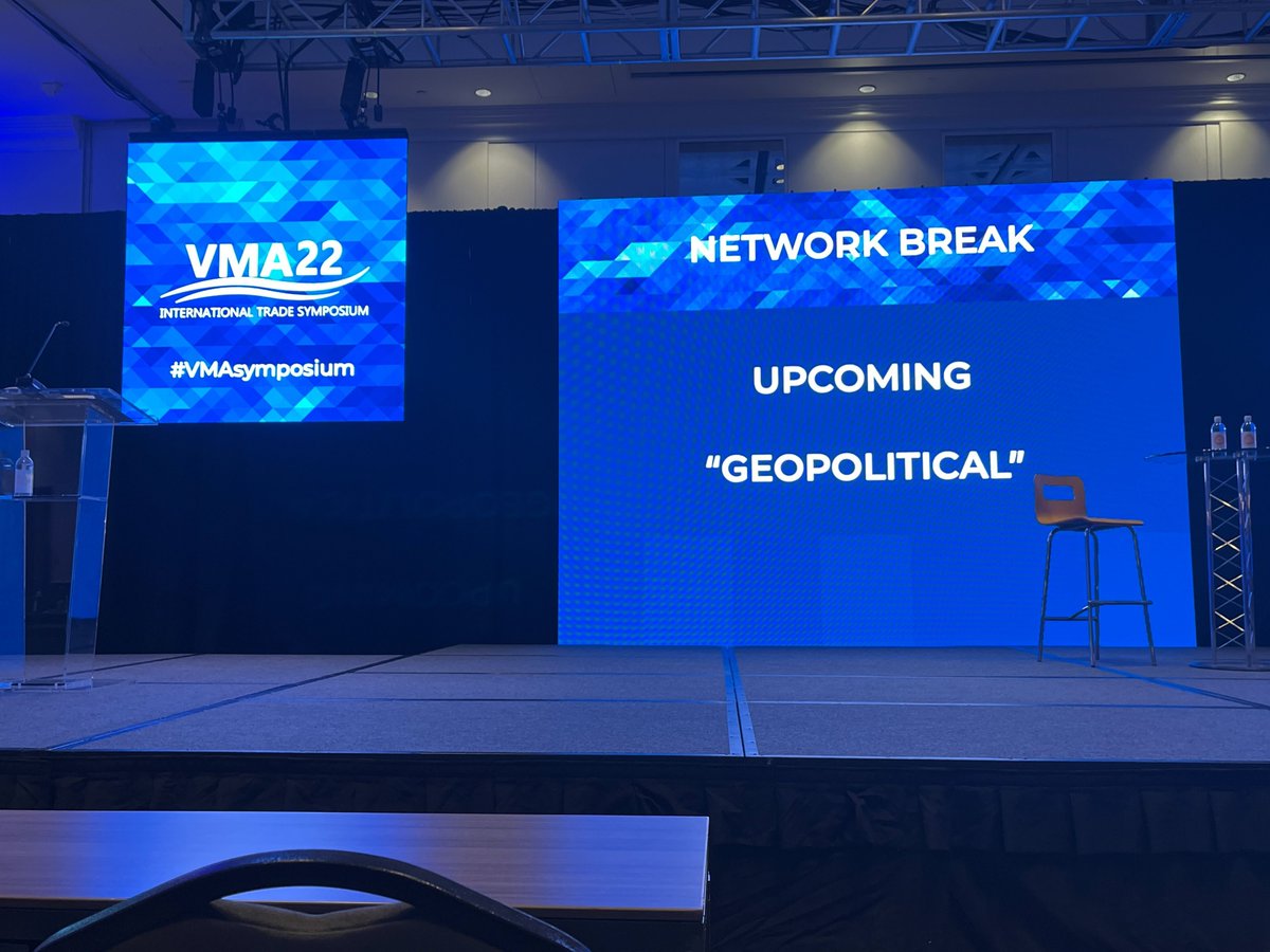 globalsitroom's tweet photo. Up next at the #VMA22 is GSR's President @BrettBruen, discussing the current geopolitical impacts on the supply chain. https://t.co/L0N7MbqVRE